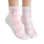 Earth Therapeutics pink plaid socks double pack packaging
