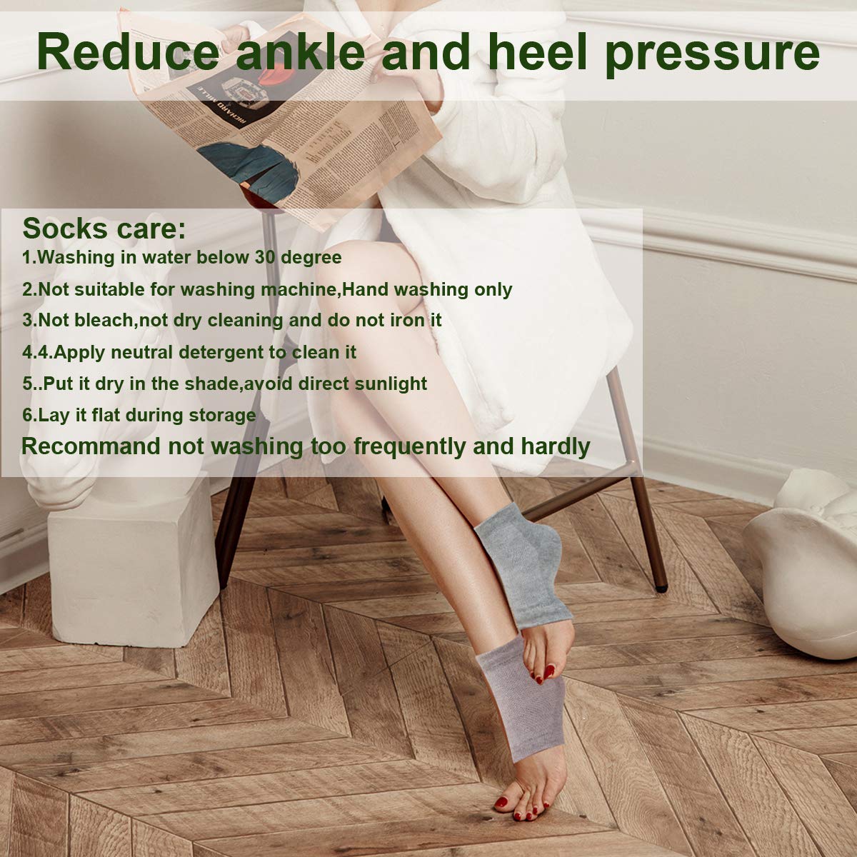 Washable and reusable day and night foot care socks packaged together