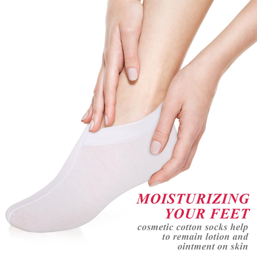 Side profile of reusable moisturizing foot sleeves