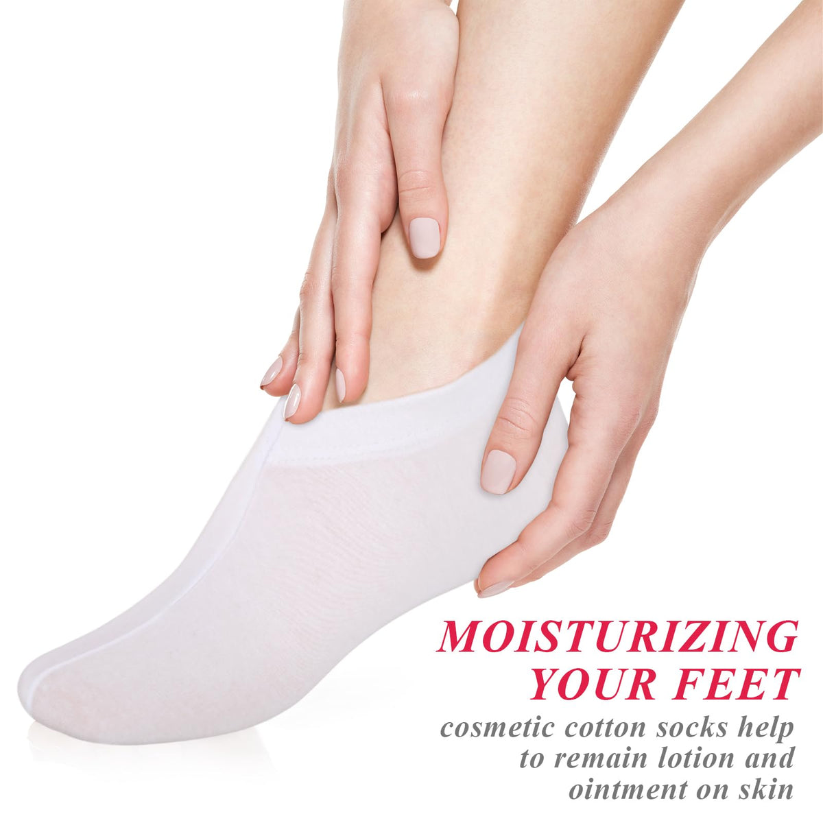 Side profile of reusable moisturizing foot sleeves