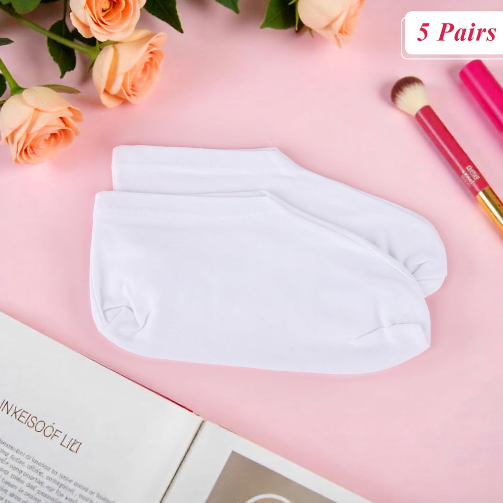 Clean white spa socks displayed for home skincare routine