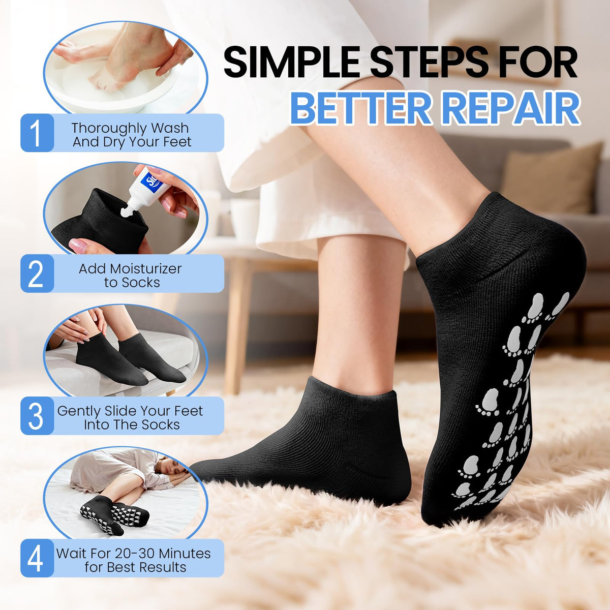 Aluroice two pairs black moisturizing socks lifestyle angle