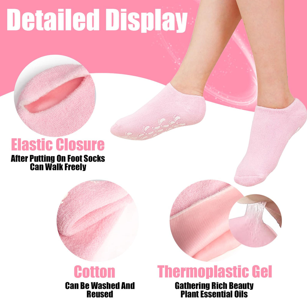Pair of soft cotton spa socks laid flat to display the size and shape