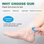 Secure closure stickers and adhesive straps included with the foot cover set