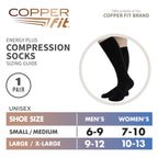 Copper Fit energy socks packaging and product display for small medium size