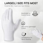 Close up view of breathable white cotton spa gloves and socks fabric