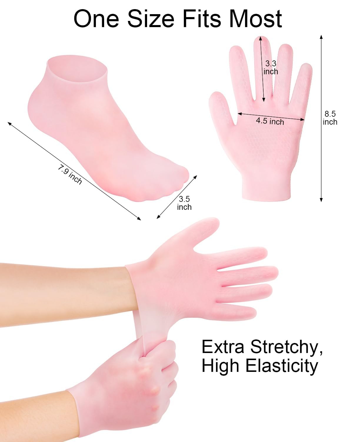 Pink silicone moisturizing spa socks for dry cracked heels