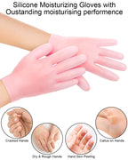 Flexible stretchable pink silicone moisturizing gloves for dry hands