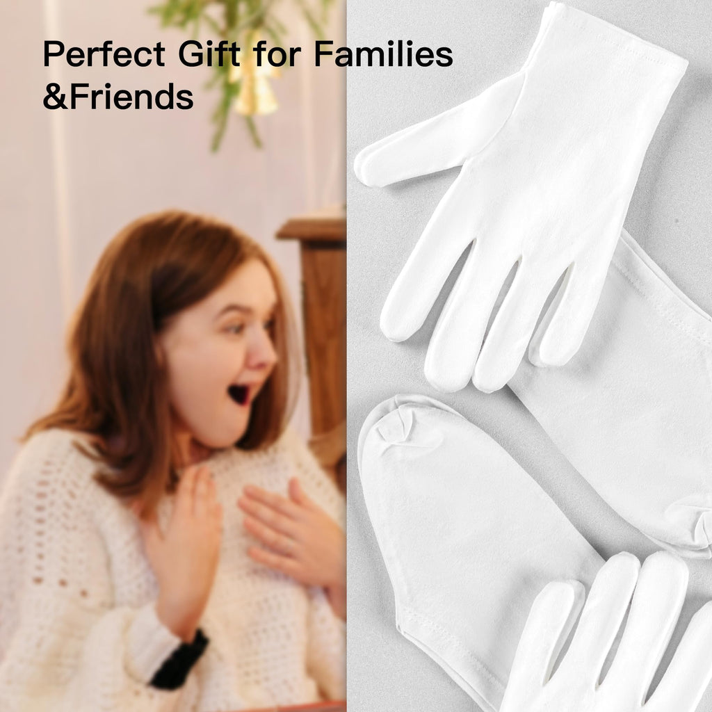 Folded cotton gloves and socks neatly arranged for skincare routine
