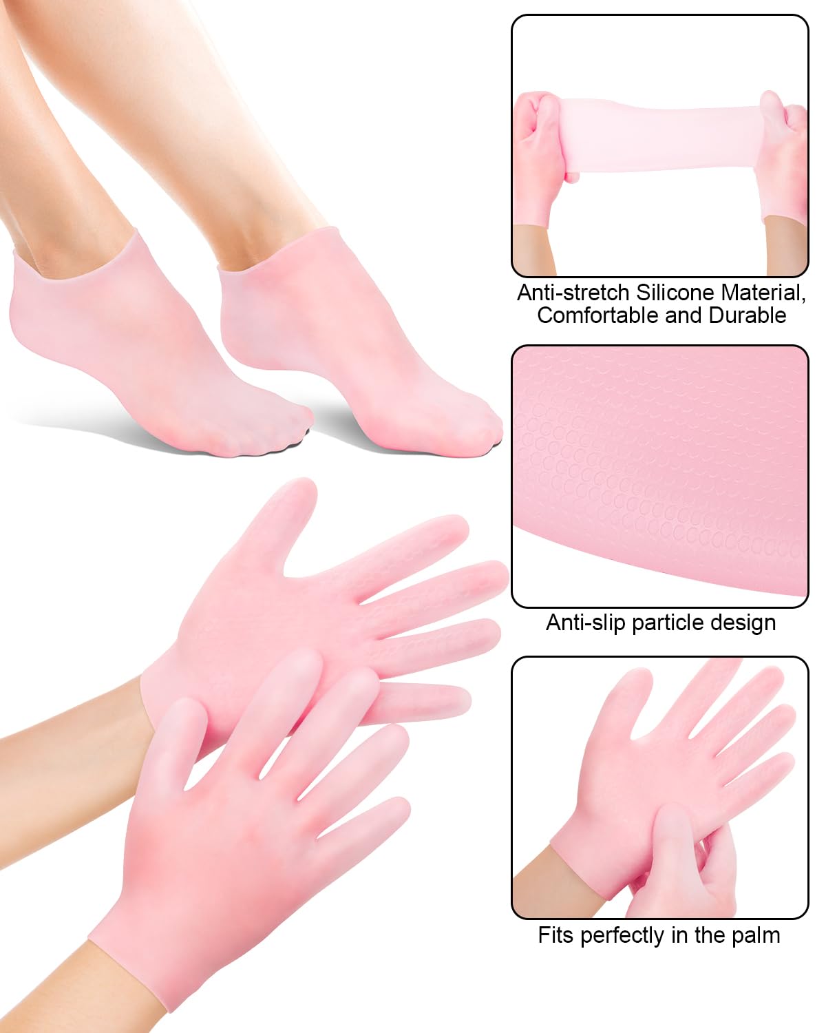 Application of lotion with moisturizing silicone glove and sock set