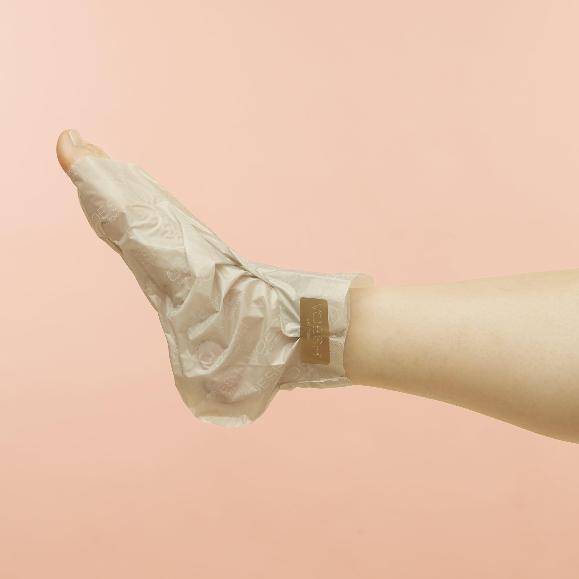 Close up of Voesh collagen socks showing ingredients and benefits
