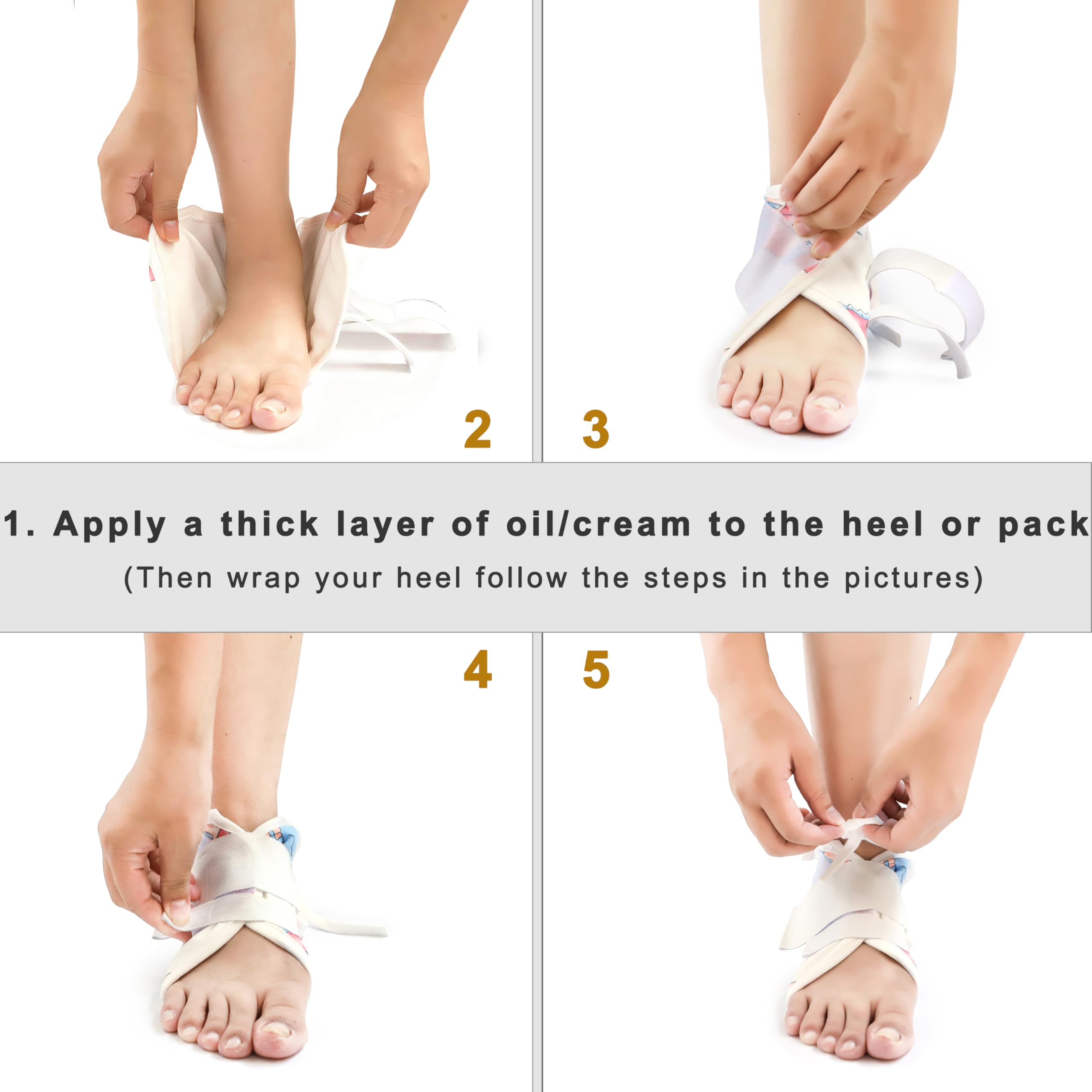 Side profile of LanJe cotton heel wraps for cracked skin repair