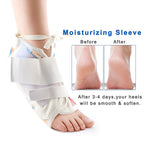 Demonstration of the foot sleeve placed for overnight castor oil treatment
