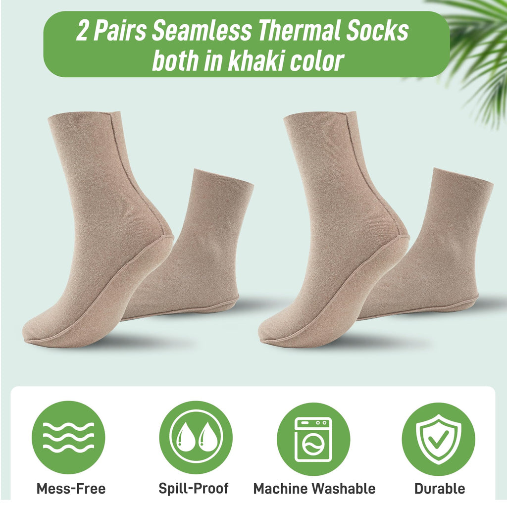 Paw Legend reusable castor oil foot wrap displayed flat to show dimensions and elastic ankle band.