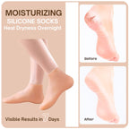 Close-up view of Yoeeco moisturizing silicone socks material and stretchability