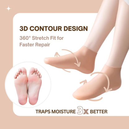 Beige silicone socks for overnight spa treatment