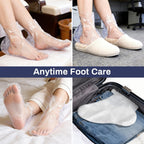 Complete 200 pack of Raqeho plastic foot covers arranged for personal care storage