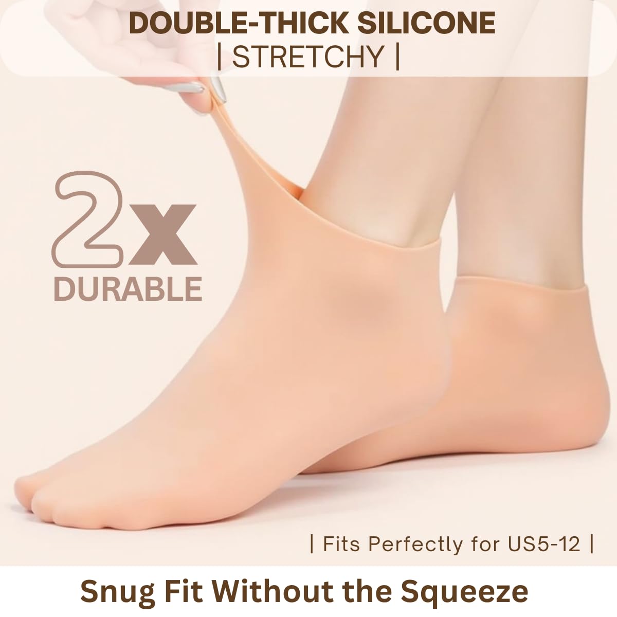 Stretchy silicone socks for dry skin care