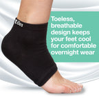 Man wearing gray moisturizing cotton sleep socks on feet