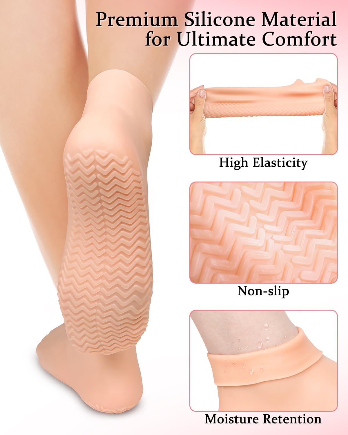 Close up of anti-slip textured sole on Pedimend silicone socks