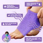 Model wearing TEAWOO moisturizing heel socks during overnight foot care routine