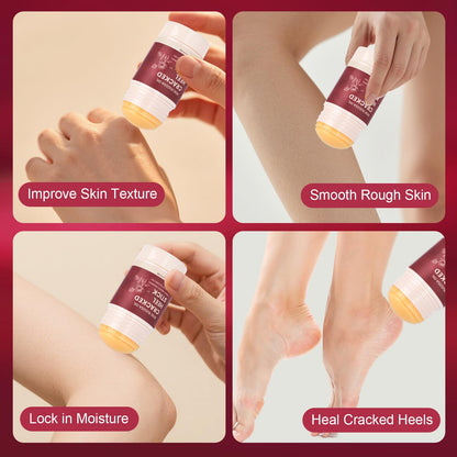 Application of Teawoo heel balm stick on cracked feet