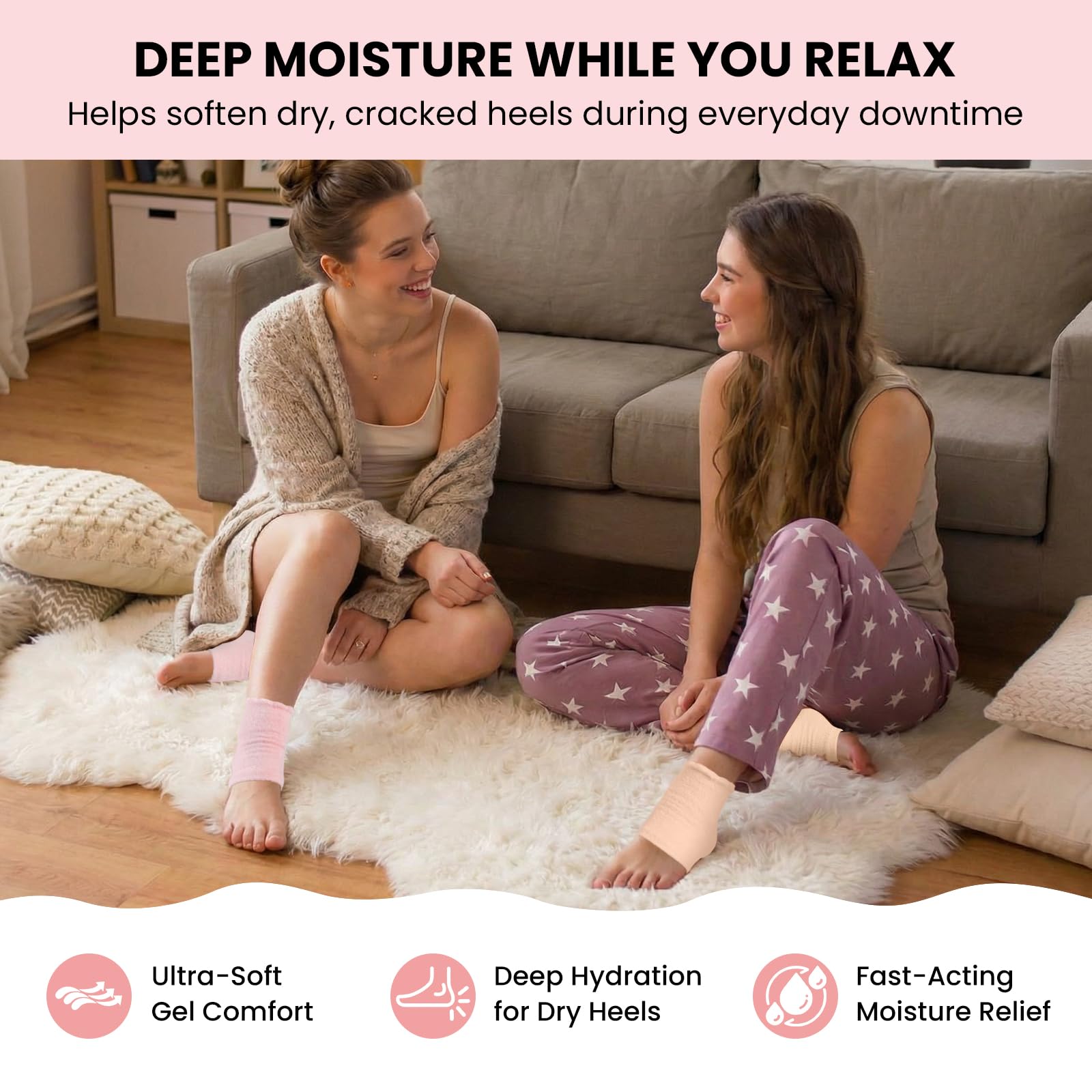 Vhoi gel heel socks showing inner material texture