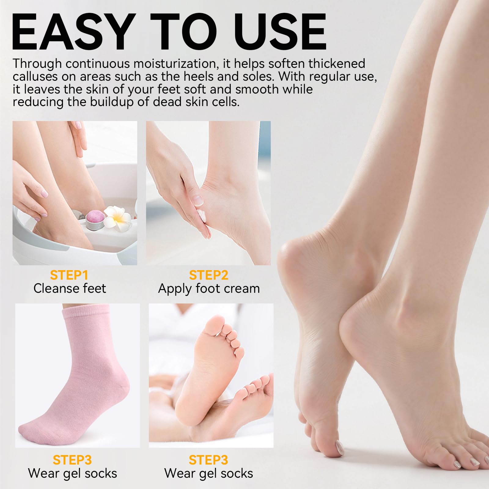 Pink and beige moisturizing socks for dry feet