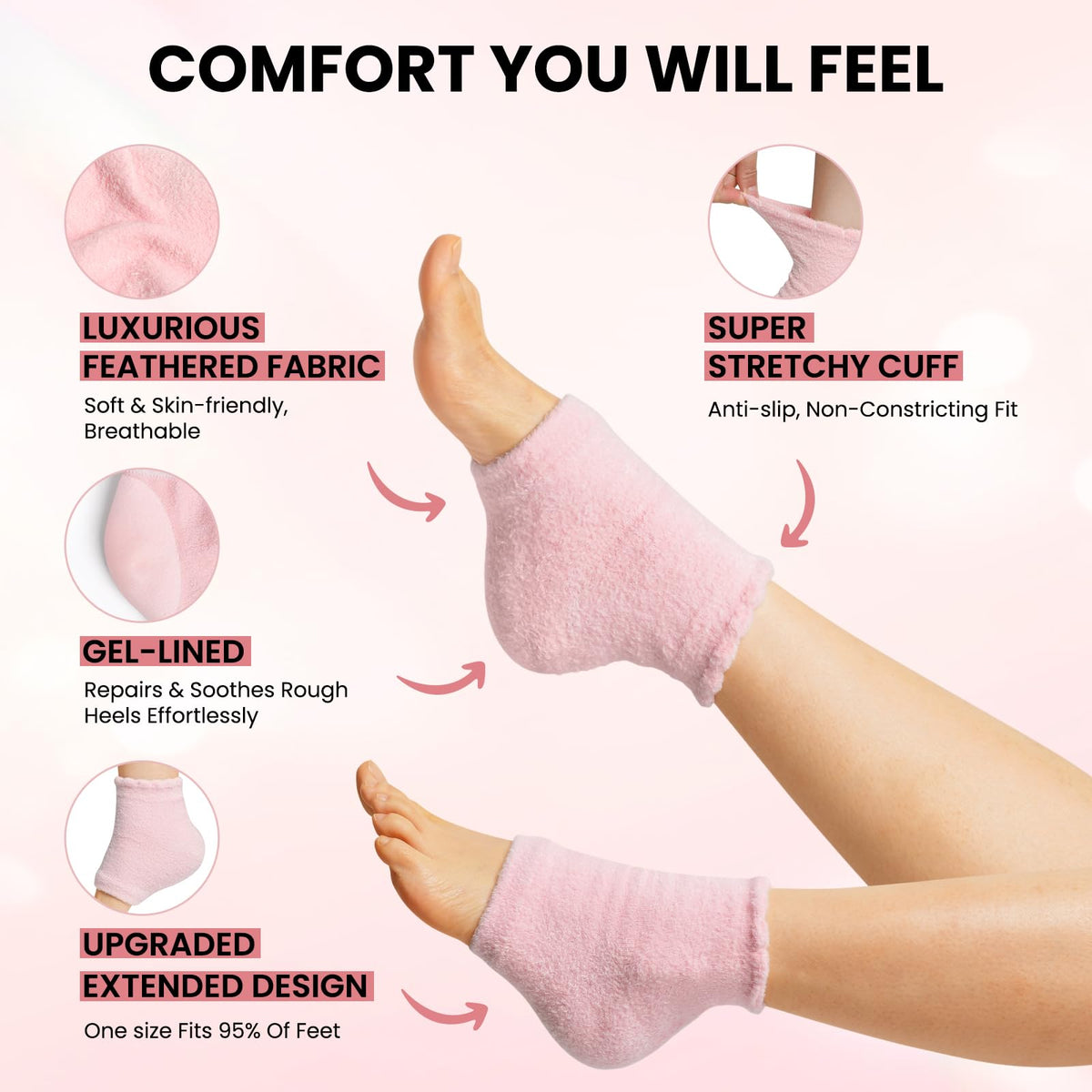 Vhoi foot care spa socks showing stretchable exterior texture
