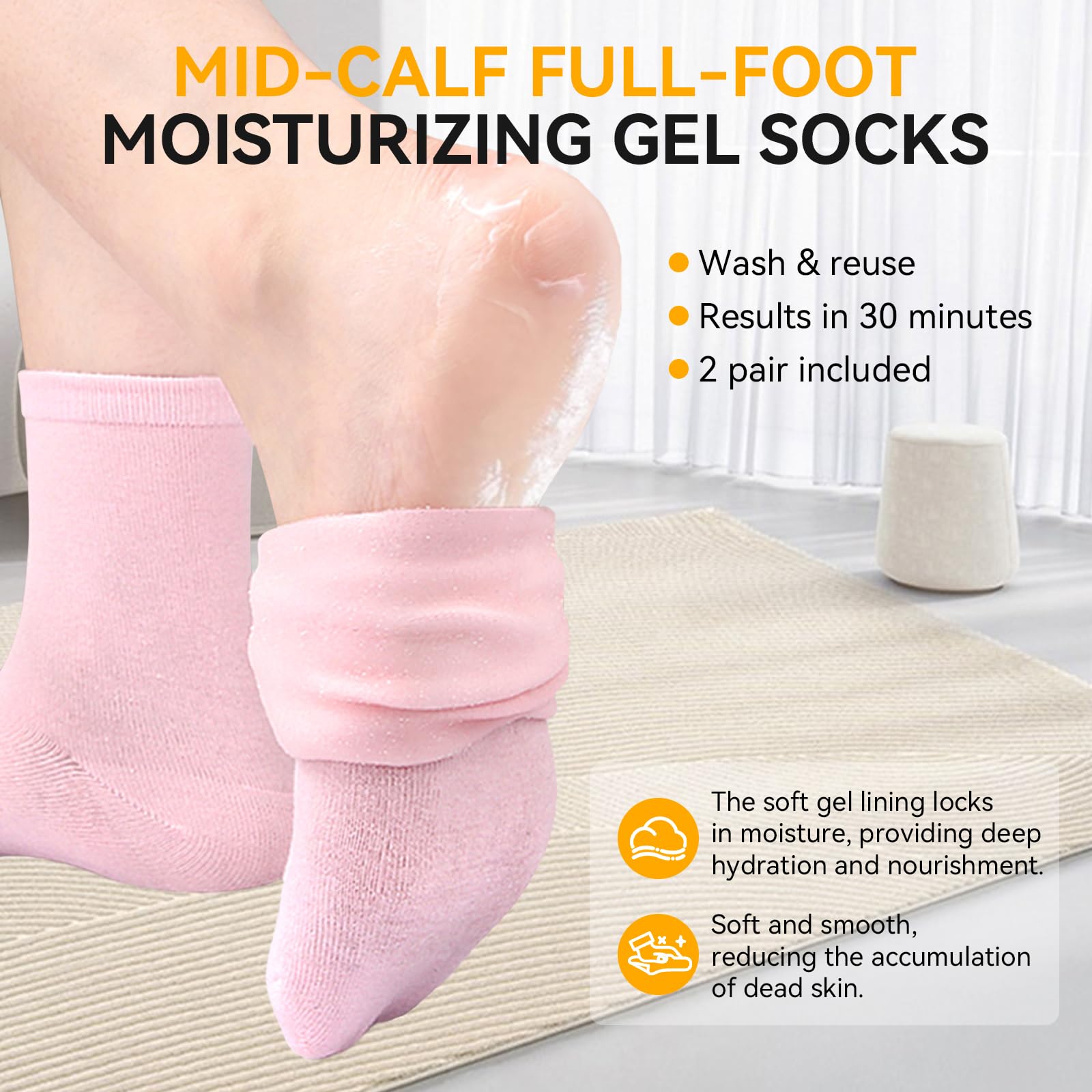 Person wearing Psdndeww gel socks for foot spa