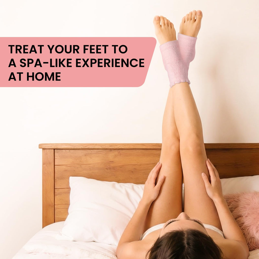 Vhoi moisturizing gel heel socks laid flat displaying full length