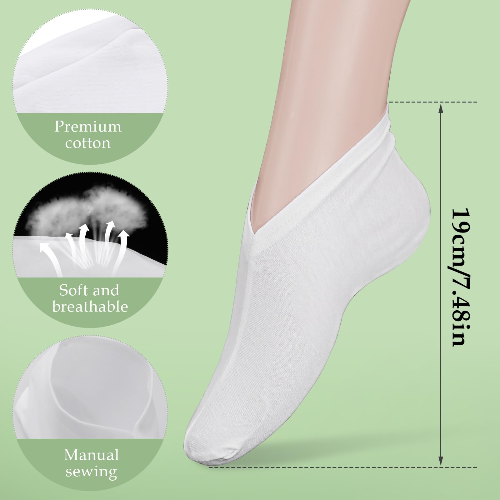 Satinior white cotton lotion socks for dry feet care