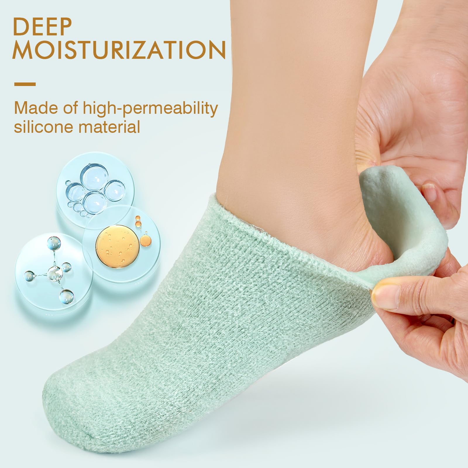 MoyRetty green silicone spa socks for cracked heels