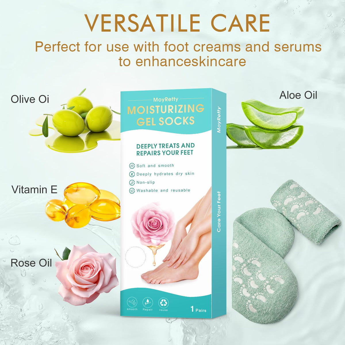 MoyRetty women foot care socks packaging and product layout