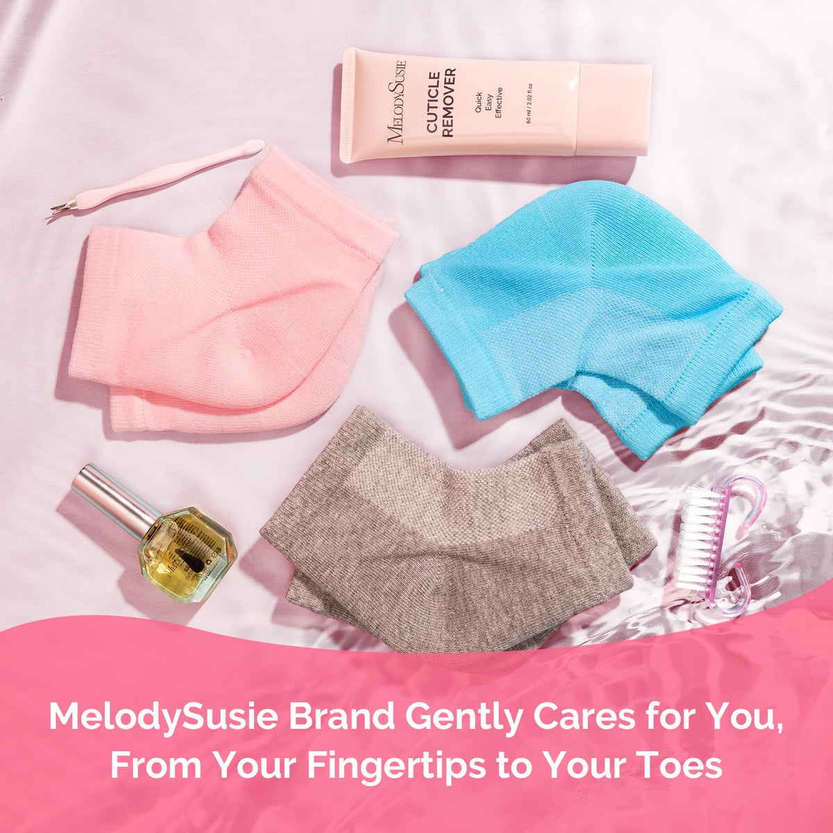 Complete two-pair set of MelodySusie gel heel socks