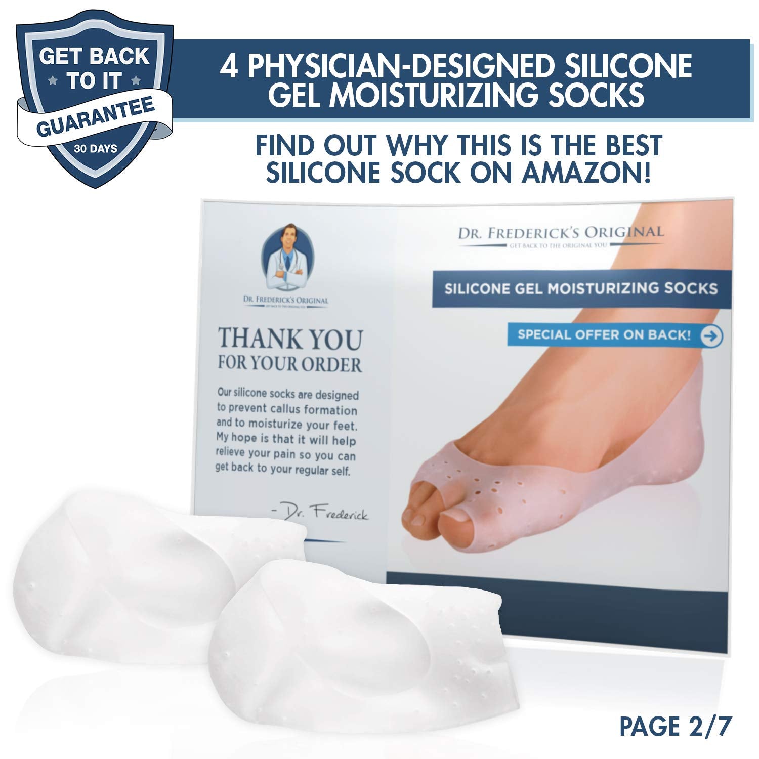 Dr. Frederick's Original gel socks showing interior silicone lining