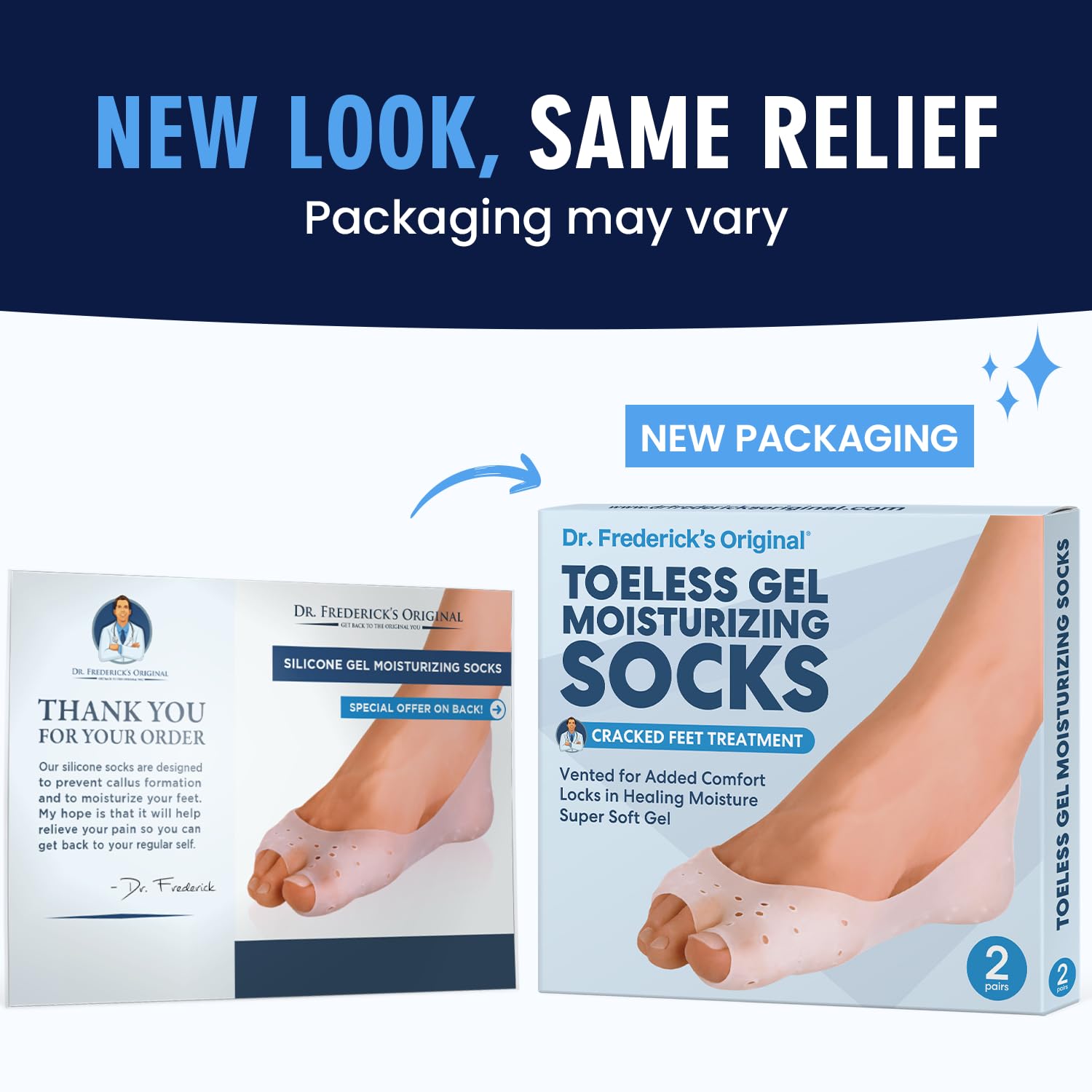 Dr. Frederick's Original silicone heel socks for dry feet treatment