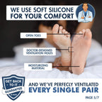 Two pairs of pink and grey moisturizing gel socks laid flat