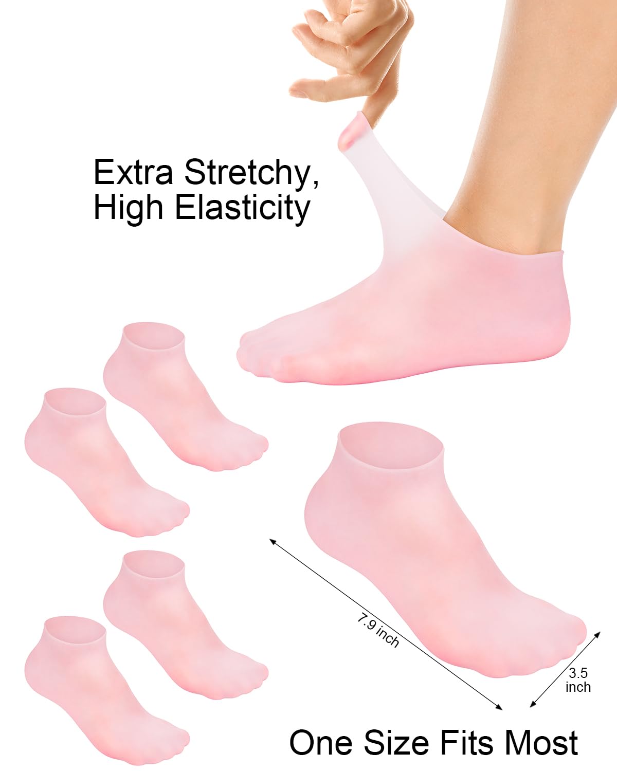 Reusable silicone socks showing anti-slip sole design