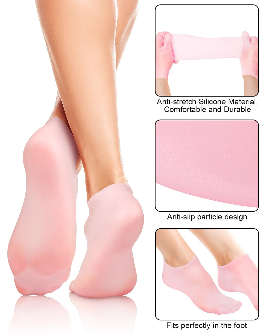 Demonstration of stretching fit for most foot shapes