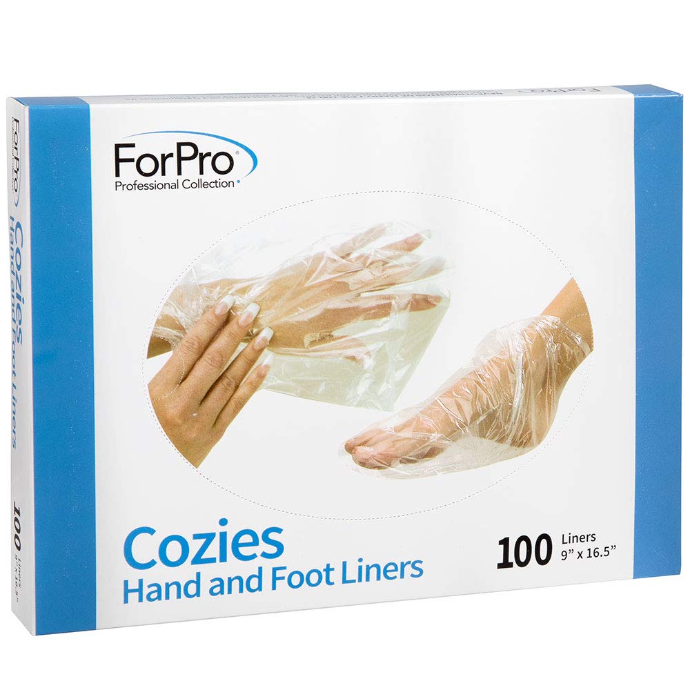 Durable nine by sixteen point five inch disposable foot liner bag displaying universal fit for pedicure services