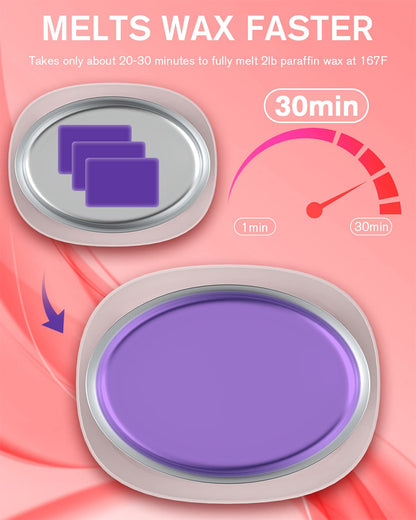 Wattne pink paraffin wax machine being used for hand thermal spa therapy.