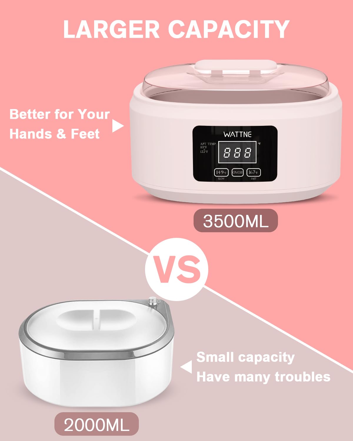 Wattne paraffin hand wax machine with the heat insulating protective grid placed inside.