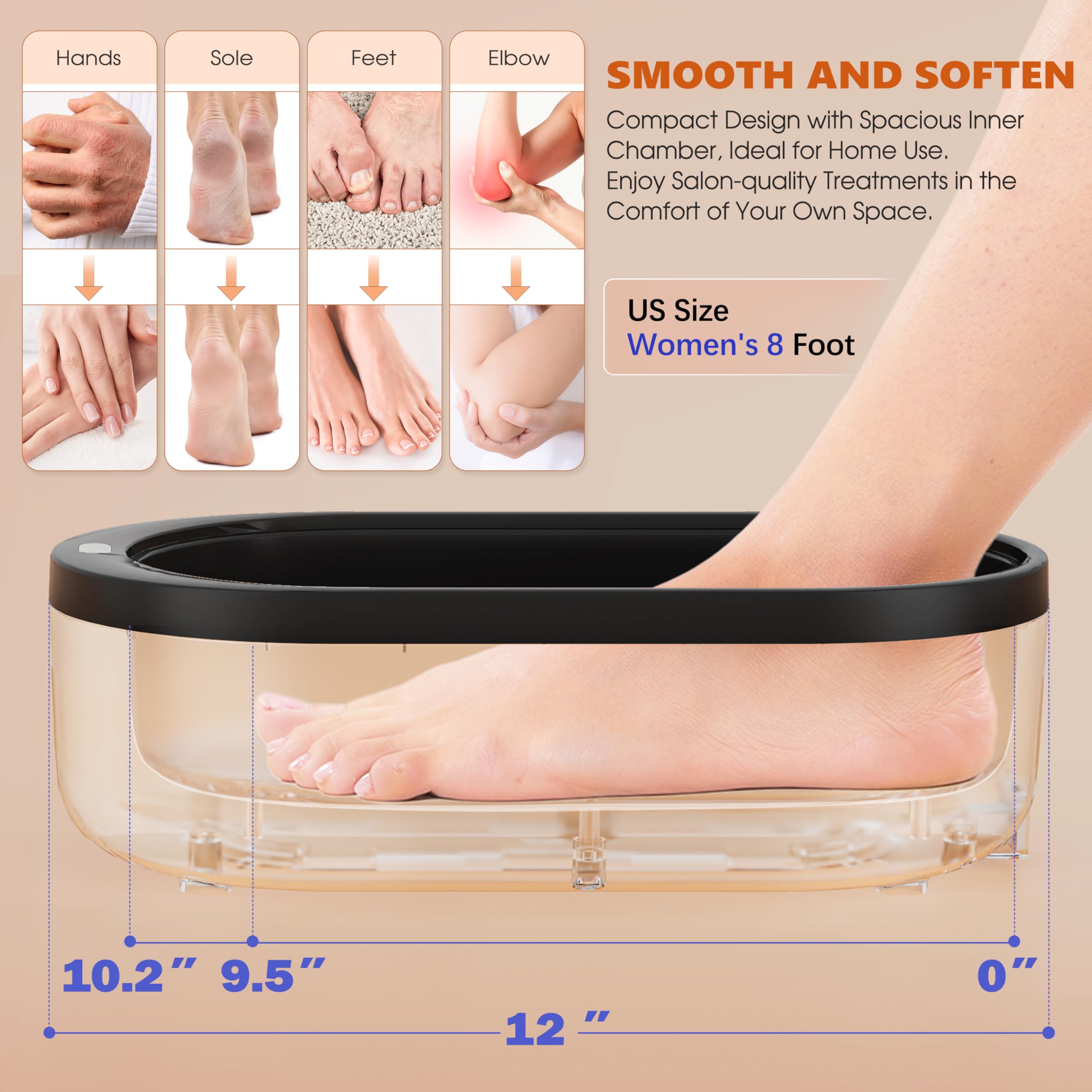 Achzzy 2000ml paraffin wax warmer with open lid showing spacious interior basin for hands and feet