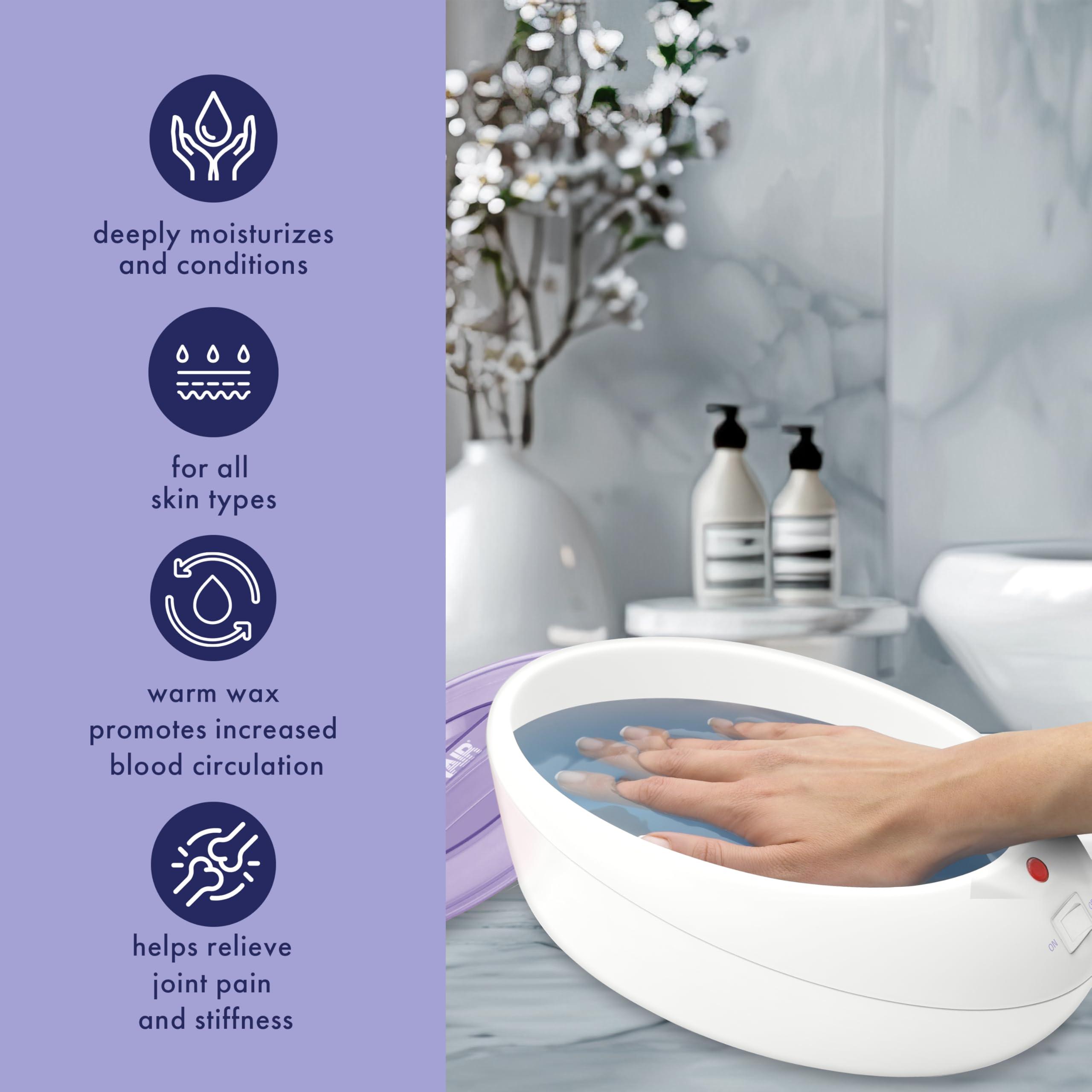 Conair True Glow Paraffin Spa being used for a deep moisturizing hand treatment