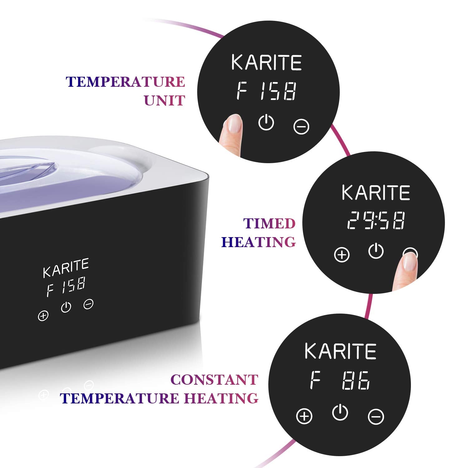 Side angle of the white Karite electric thermal spa machine showcasing its compact design for home and salon setups.
