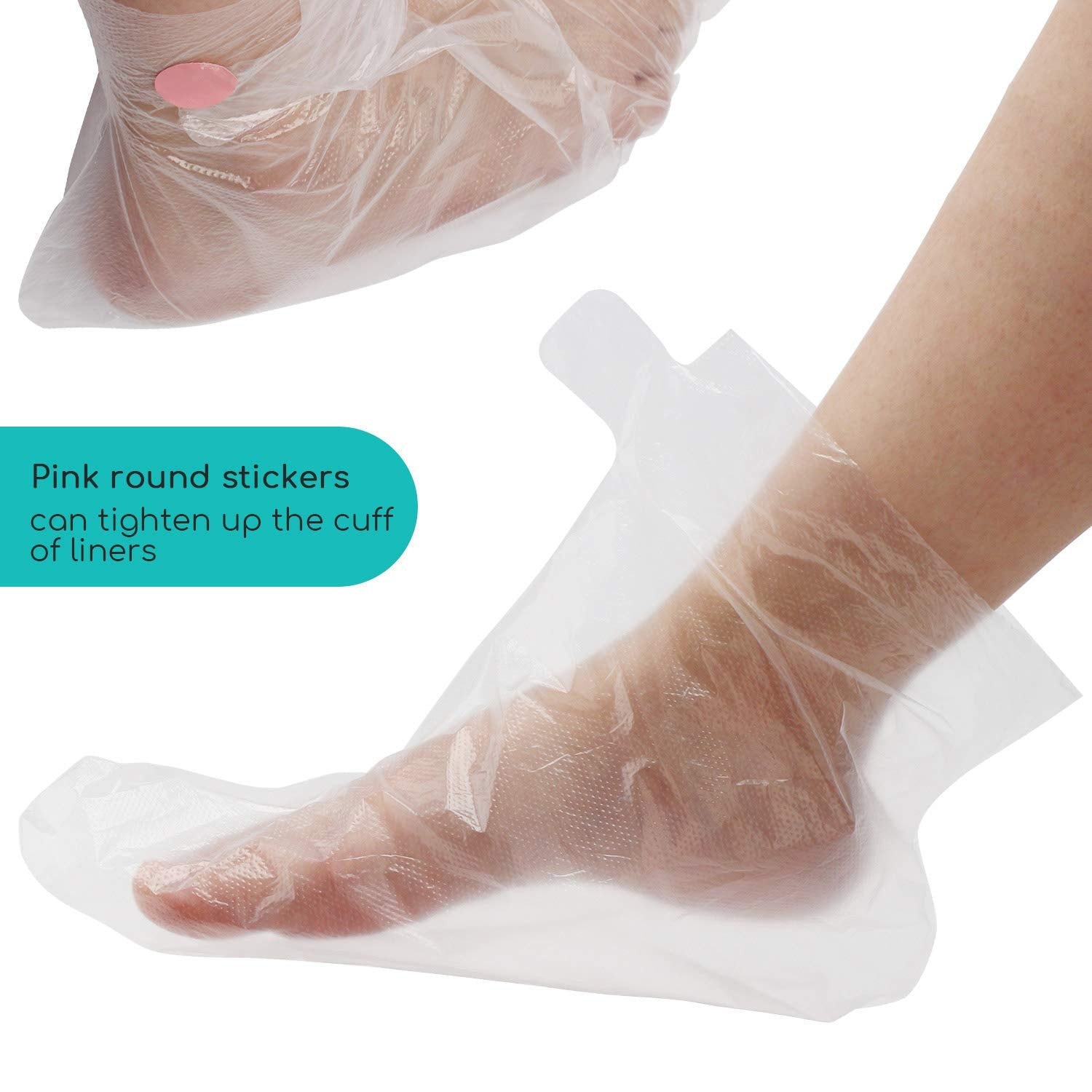 Demonstration of a foot inside the transparent plastic bag during a wax therapy session.