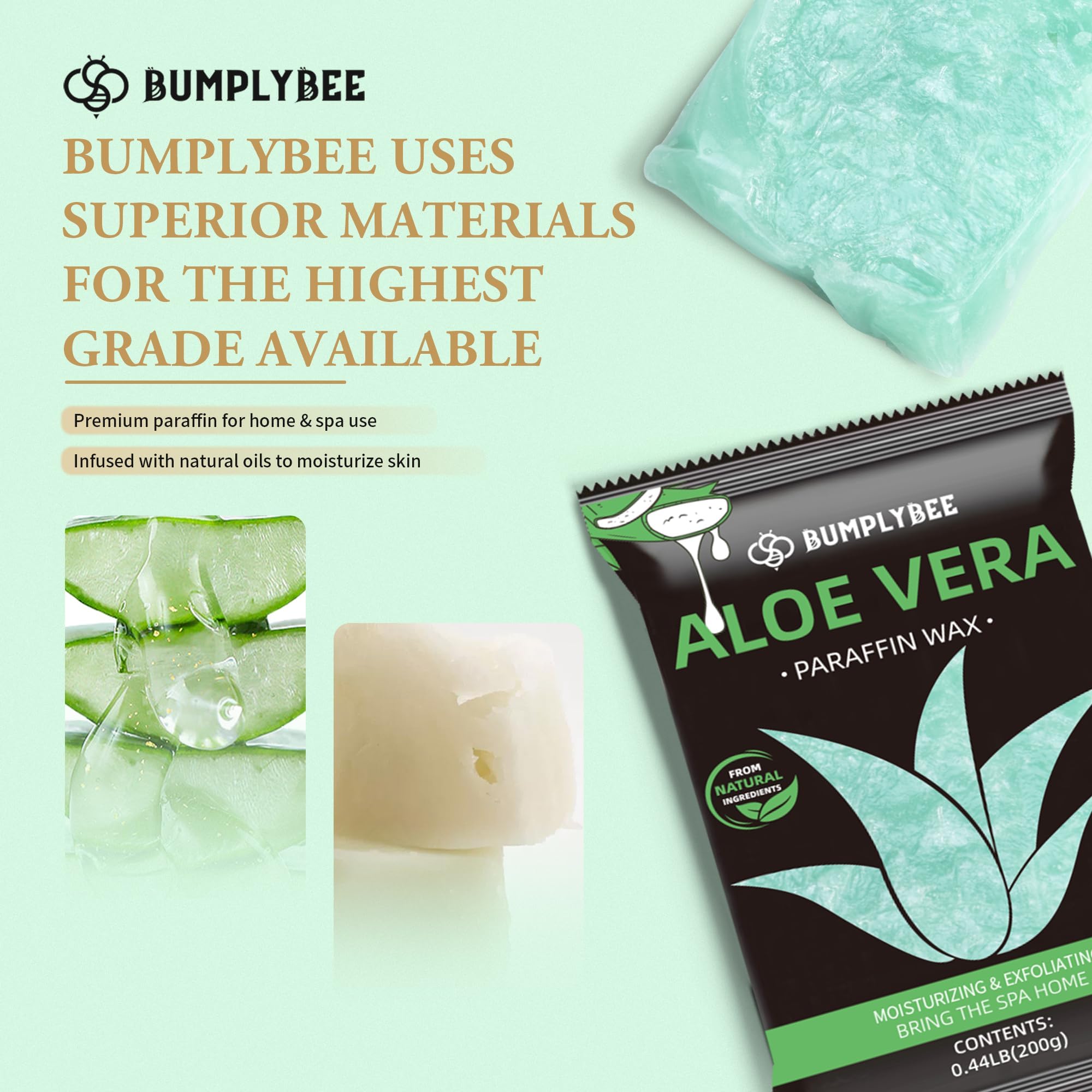 Melted green aloe vera paraffin wax inside a professional spa bath machine