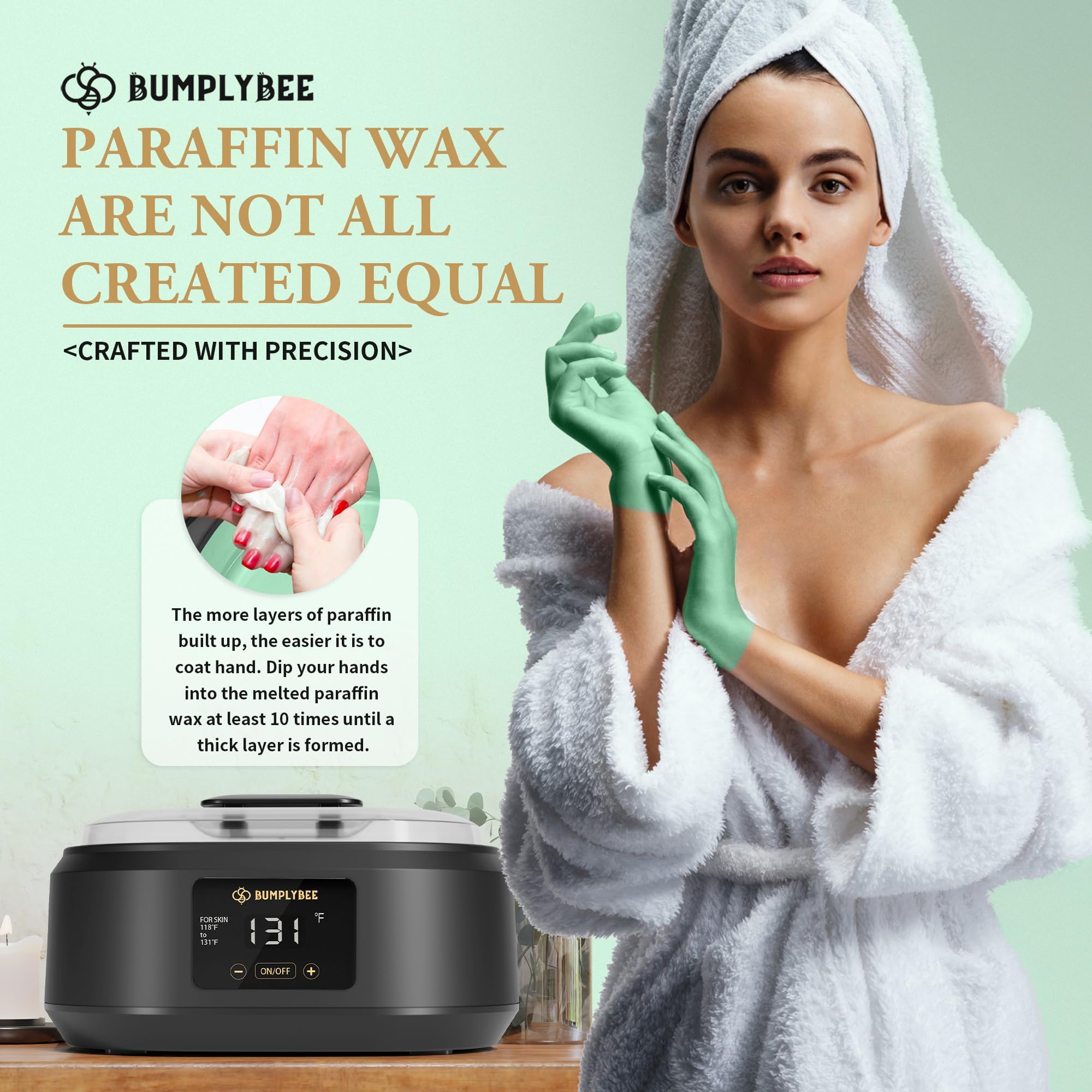 Peeling away cooled aloe vera wax from a heel to reveal smooth skin