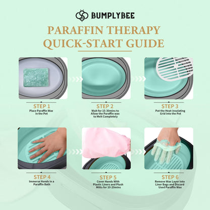 BUMPLYBEE paraffin wax skin treatment being applied to dry feet and ankles